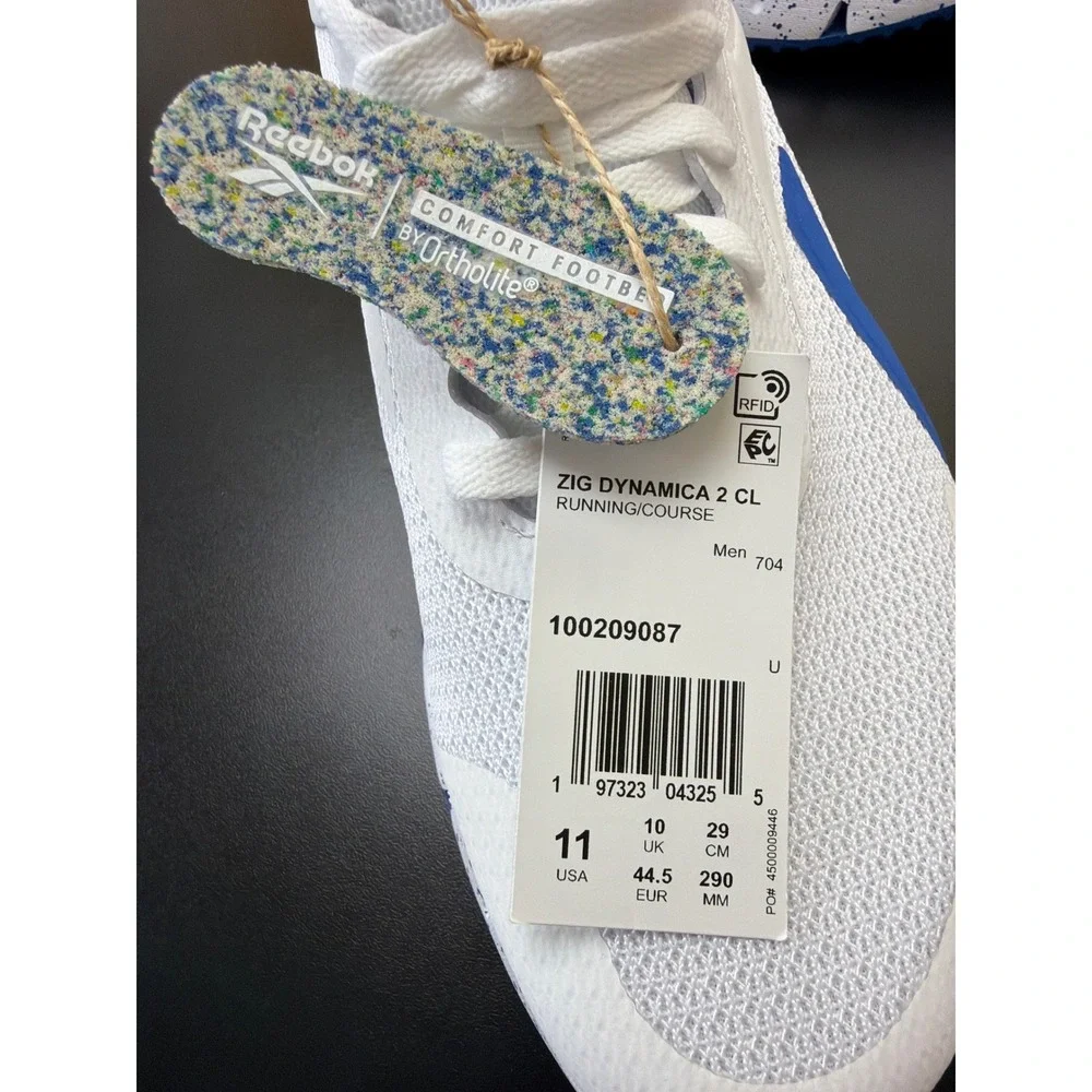 Reebok Zig Dynamica 2 CL Sneakers‎ White Vector Blue Comfort Footbed Ortholite